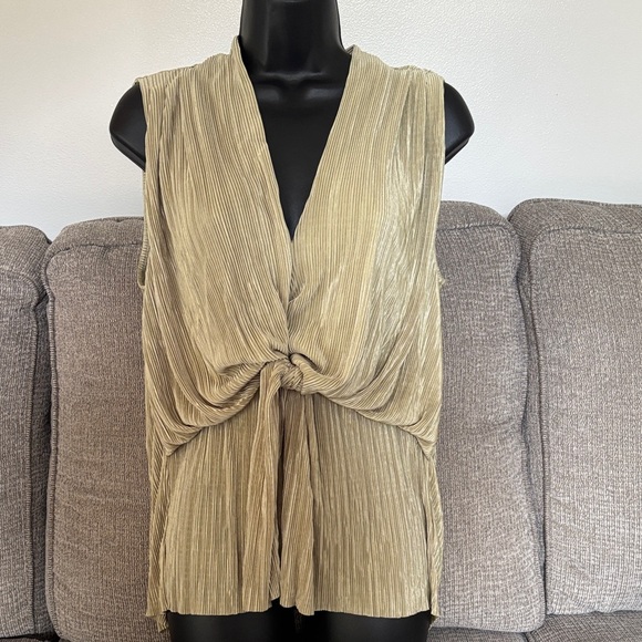 Express Women’s Pleated Light Green Sleeveless Blouse size Medium - Picture 1 of 6